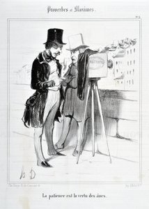 Umělecké dílo Honore Daumiera (1808-1879). Charivari pochází z roku 1840: Řada PŘÍSLUŠENÍ A MAXIMA „Trpělivost je ctností oslů““ MUZEUM VÝTVARNÝCH UMĚNÍ - PALAIS LONGCHAMP, MARSEILLE od Honoré Daumier