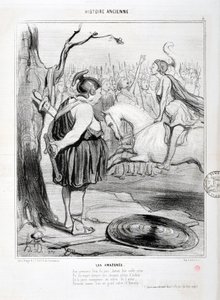 Umělecké dílo Honore Daumiera (1808-1879) Charivari pochází z roku 1842: Serie HISTORIE ANCIE Les Amazones. "" Při prvním požáru toho dne byli před svou vznešenou královnou spatřeni, jak krotí koně plné zápalu. A mladý vítěz uprostřed arény od Honoré Daumier