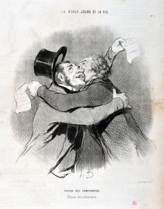 Umělecké dílo Honore Daumiera (1808-1879). Charivari pochází z roku 1845: Serie LES BEAUX DAYS DE LA VIE. Fúze společností - Odpad akcionářů. MUZEUM VÝTVARNÉHO UMĚNÍ - PALACE LONGCHAMP, MARSEILLE od Honoré Daumier
