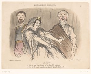 Atalja vidí děsivou vizi Athalie (titul na předmětu) Tragic Faces (název série) Physionomies tragiques (název série na předmětu) od Honoré Daumier