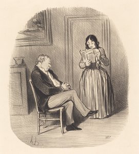 Buržoazní čtení, po večeři pár kapitol... od Honoré Daumier