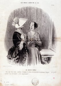 Módní karikatura. Série „“ The Beautiful Days of Life““: „“ Klobouk Pamela...““ 4. listopadu od Honoré Daumier
