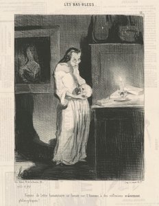 Žena s humanitárními dopisy oddávající se muži... od Honoré Daumier