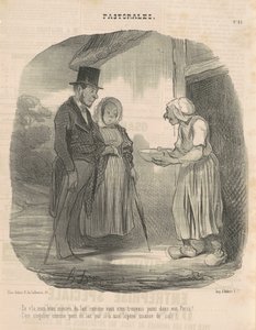 Žena s humanitárními dopisy oddávající se muži... od Honoré Daumier