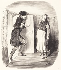 Nevýhoda návštěvy mezipatra bez opatrnosti... od Honoré Daumier
