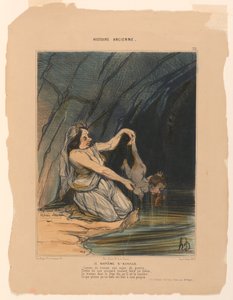 Achilleův křest, deska 22 z antické historie od Honoré Daumier