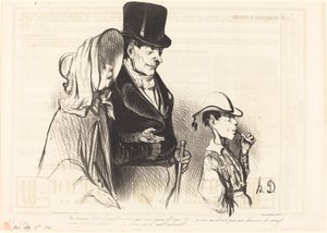 Máma - Je hezké jíst jeho ječný cukr!... od Honoré Daumier