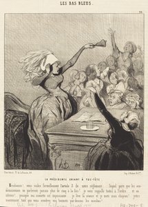 Prezidentka křičí z plných plic: Dámy!... od Honoré Daumier