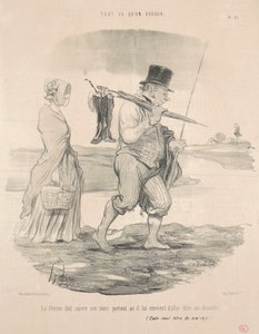 Žena by měla následovat svého muže... od Honoré Daumier