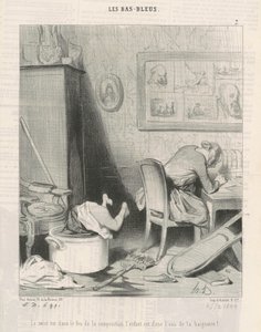 Matka v ohni kompozice, dítě je ve vodě vany! od Honoré Daumier