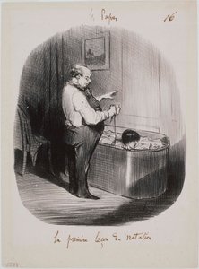 Les Papas- První lekce plavání od Honoré Daumier
