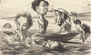 Tritoni na Seině od Honoré Daumier