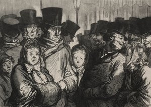Les théâtres: sortant du drame et sortant des funambules. od Honoré Daumier