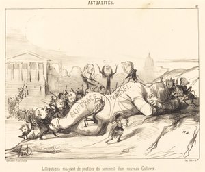 Liliputáni se snaží užít si spánek... od Honoré Daumier