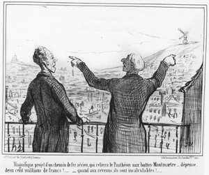 Velkolepý projekt letecké železnice, která spojí Pantheon s Buttes-Montmartre... utratit, dvě stě milionů franků!... -když do příjmu, jsou spočítatelné!... : od “” Maileurs d