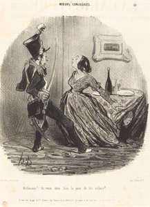 Nešťastný! takže chceš zabít otce svých dětí? od Honoré Daumier