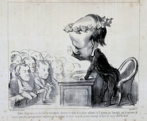 Vzpomínky na mírový kongres: Victor Hugo (č. 1 série) – od Daumiera, v „“ Charivari““ z 6. 9. 1849 od Honoré Daumier