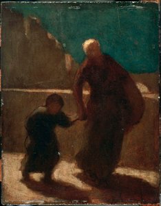 Na mostě v noci od Honoré Daumier