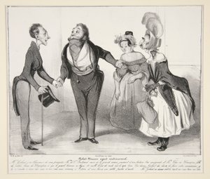 Manželský agent Robert-Macaire. (Macaire manželský agent.), pl. 16 ze série Caricaturana, z alba Les Robert Macaires od Honoré Daumier