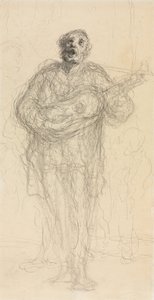 Zpívající kytarista (recto) od Honoré Daumier