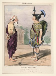 Telemachus se vrátil ke ctnosti. Jeho srdce, které příliš dlouho zaměstnávalo Eucharis od Honoré Daumier