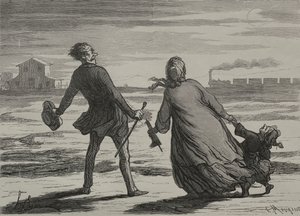 Železnice: Příliš pozdě. od Honoré Daumier