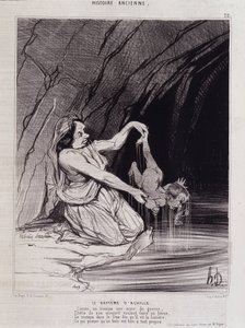 Achilleův křest - v "" Charivari "" v.1840 - Honore Daumier od Honoré Daumier
