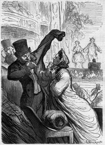 Závěrečný verš. Kreslený film Honore Daumier (1808-1879). Rytina v „“ Le Monde Illustré““ č. 255 z 1. března 1862. od Honoré Daumier
