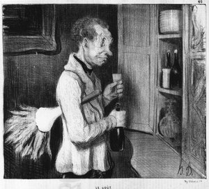Chuť: série z „Pěti smyslů“ od Honore Daumiera (1808-1879). ""Serenáda" od Honoré Daumier