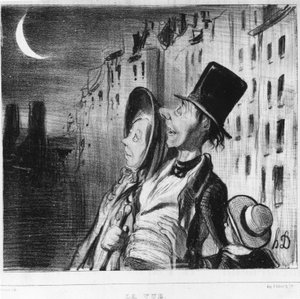 Pohled: série převzata z „“ Cinq sens “, od Honore Daumiera (1808-1879). "" Charivari "" od Honoré Daumier