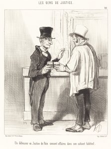 Obránce... chatování... ve svém obvyklém kabinetu od Honoré Daumier