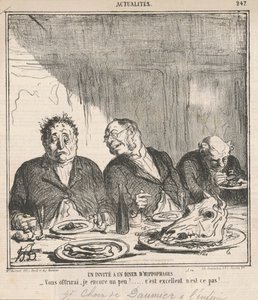 Host na večeři pojídačů koní: Mám vám nabídnout trochu víc? To je skvělé, ne? od Honoré Daumier