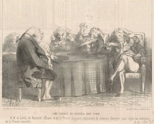 Jednání pětičlenné rady od Honoré Daumier