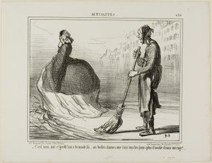 "- litoval bych, kdyby tento mód jednoho dne vyšel z módy... tyhle dámy dělají polovinu mé práce!"," talíř 438 z Actualités od Honoré Victorin Daumier