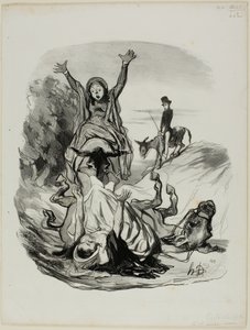 "- Můj Bože, mami, mami!........ Proboha..... moje dcera, moje dcera!!!," deska 26 z Pastorále. od Honoré Victorin Daumier