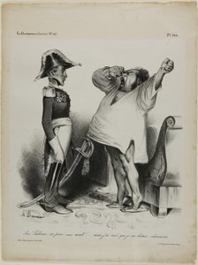 "- Pane! Lisabon byl zajat. - aaaah!... a já jsem snil, že jsem bojoval statečně!," talíř 304 od Honoré Victorin Daumier