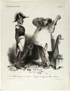 "- Pane! Lisabon byl zajat. - aaaah!... a já jsem snil, že jsem bojoval statečně!," talíř 304 od Honoré Victorin Daumier