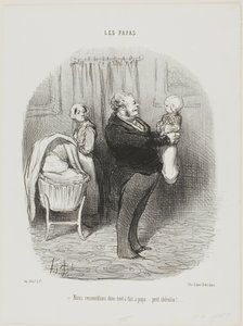 "- Opravdu vypadáme jako tatínek, že ano... malý Cherubín!", deska 14 od Les Papas od Honoré Victorin Daumier