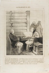 "- Ano, můj drahý Badoularde... Otevřu obchodní dům ještě dobročinnější a větší než cokoli, co existovalo doposud.... v něm bude kompletní sortiment za poloviční cenu... někdo může přijít nahý jako novorozeně a odejít f od Honoré Victorin Daumier