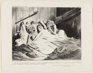 Spravedlivá odměna, kterou v roce 1800 věnovali neotesaní divoši Severní Ameriky Ludvíku Filipovi Orleánskému, chirurgovi a emigrantovi, ale stále Francouzi. (Zdravím vás, milostivá černá paní, Pán s vámi.) Namaquanské Ave Maria, deska 466. od Honoré Victorin Daumier