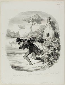 Pán, který chtěl příliš zblízka studovat zvyky včel, deska 6 z Pastorales od Honoré Victorin Daumier