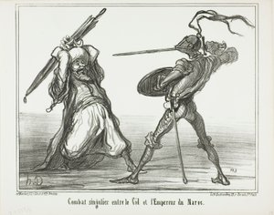 Neobvyklá bitva mezi El Cidem a marockým císařem, deska 117 z Actualités od Honoré Victorin Daumier