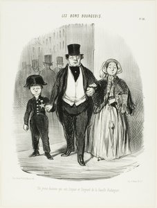 Mladý muž, který je pýchou a nadějí rodiny Badinguetů, deska 16 z knihy Les Bons Bourgeois od Honoré Victorin Daumier
