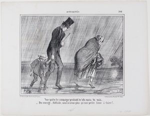 Výlet na venkov během krásného měsíce května. "- Odvaha... Adelaïde je to jen další liga," talíř 308 z Actualités od Honoré Victorin Daumier