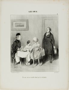 Přítel je krokodýl vyrobený civilizací, deska 6 z knihy Les Amis od Honoré Victorin Daumier