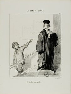 Poněkud nespokojený účastník řízení, deska 26 z knihy Les Gens De Justice od Honoré Victorin Daumier
