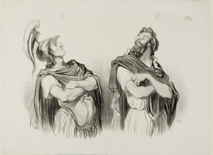 Achilles a Agamemnon. Achilles: "- A co je mi po tvé Tróji!", deska z Physionomies Tragiques od Honoré Victorin Daumier