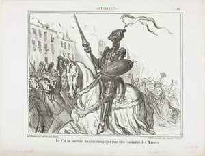 El Cid se také vydává do boje proti Maurům, deska 116 z Actualités od Honoré Victorin Daumier