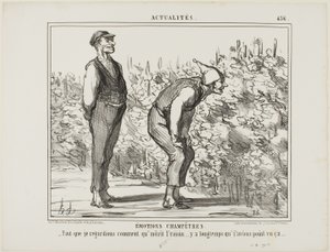 Emoce z venkova. "- Musím se podívat, jak roste víno... to jsem ještě neviděl...," talíř 436 z Actualités od Honoré Victorin Daumier