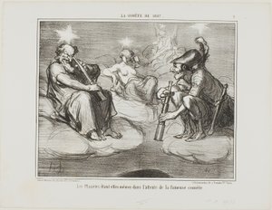 Přílet slavné komety se zájmem sledují i planety, deska 9 z knihy La Cométe De 1857 od Honoré Victorin Daumier